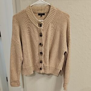 Quince Tan Button-Up Cardigan